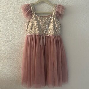 Popatu Pink and Gold Sequin Formal Dress
